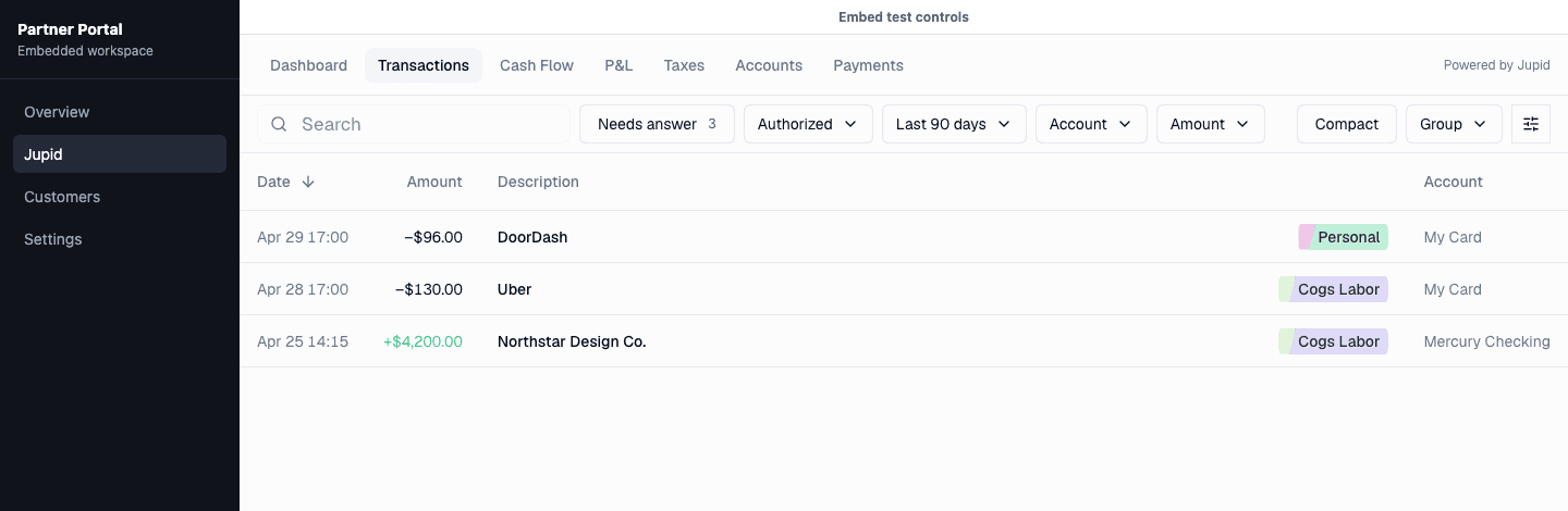Jupid embedded inside a generic partner portal